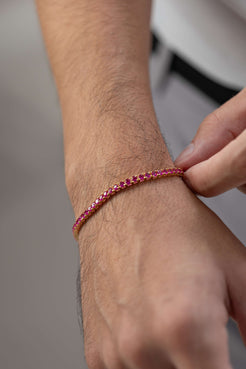 Bracciale " Tennis " Argento Dorato e Pietre Fucsia - Meraki Jewels