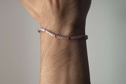 Bracciale " Tennis " Argento Oro Rosa e Diamanti e Pietre Fucsia 5/1 - Meraki Jewels