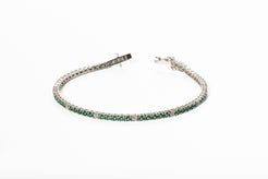 Bracciale " Tennis " Argento con Pietre Verdi e Bianche 5/1 - Meraki Jewels