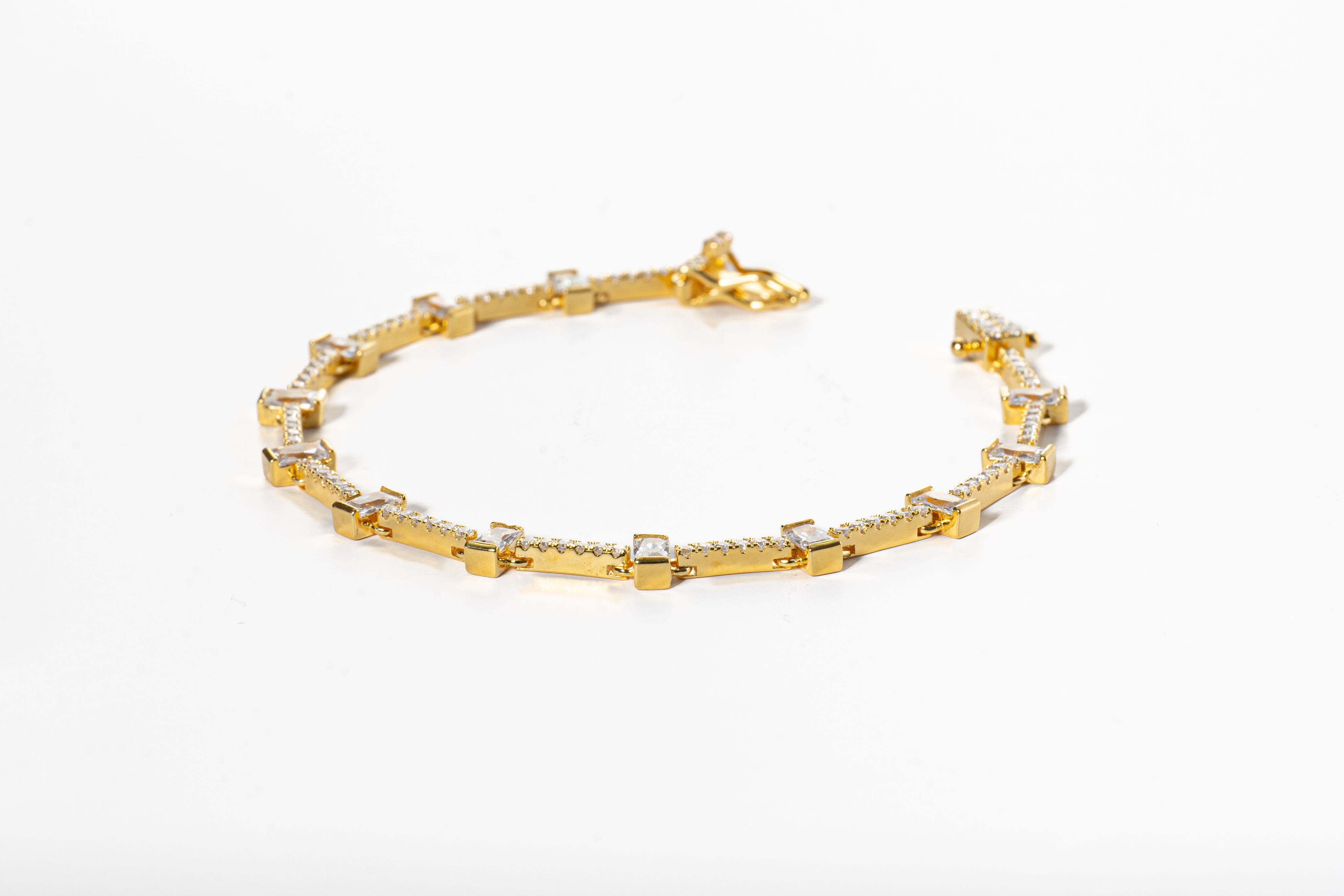 Bracciale " Tennis " Argento Dorato con Baguette Diamanti - Meraki Jewels