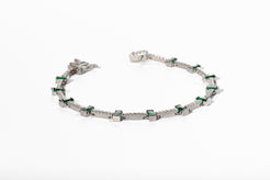 Bracciale " Tennis " Argento con Baguette Smeraldi - Meraki Jewels