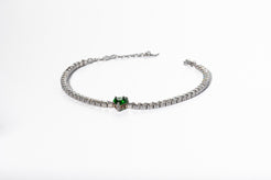 Bracciale " Tennis " Argento con Cuore Green - Meraki Jewels