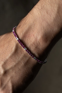 Bracciale " Tennis " Argento con Pietre Fucsia e Diamanti - Meraki Jewels